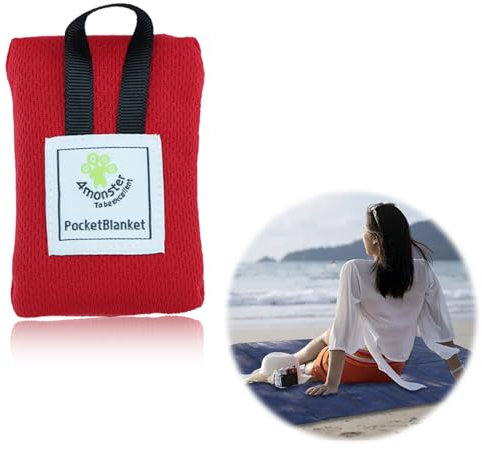 Cozevdnt Mini Picknickdecke, Stranddecke Klein, Ultradünne Tragbare Picknickdecke für Strand, Reisen, BBQ, Picknick, Camping und Wandern 70 x 110cm (Rot)