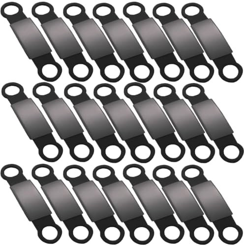 21 Pcs Slide On Pet Id Tags Cat Dog Name Tag Silent, Blank S/M/L Black Stainless Steel Silicone, Quiet No Noise Pet Dog Cat Collar Tag (Black, M)
