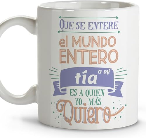 LolaPix Regalo tia original. Tazas desayuno. Regalo tía. Regalos para mi tía. Taza cerámica 330 ml.