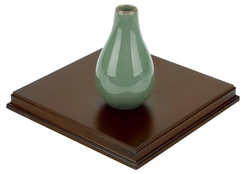 FINGERINSPIRE Quadratischer Holzständersockel In Kokosnussbraun 17.25x17.25x1.8 cm Großer MDF Holzsockel Mit Karnieskante Holzsockel Zur Präsentation von Edelsteinen Schmuck MDF Holzsockel