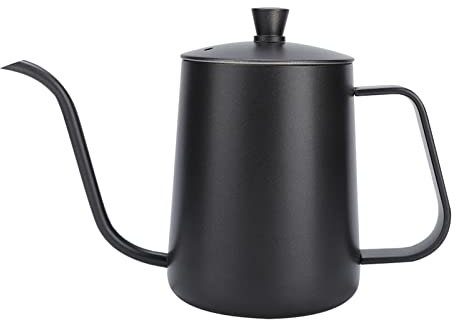 SYH&AQYE pour Over Coffee Pot, Gooseneck Kettle Black, Narrow Long Spout, Mini Hervidor de Agua para Té, pour Over Coffee Dripper, Cafetera de Goteo Agua Fría y Caliente(350ml)