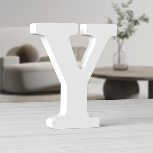 MeteoraPrime Holzbuchstaben in Weiß, 25,4 cm (10 Zoll), unlackiert, für Wanddekoration, stehende Buchstaben, dekorativ, große Buchstaben für Wanddekoration für Partyprojekte zu Hause (Y)