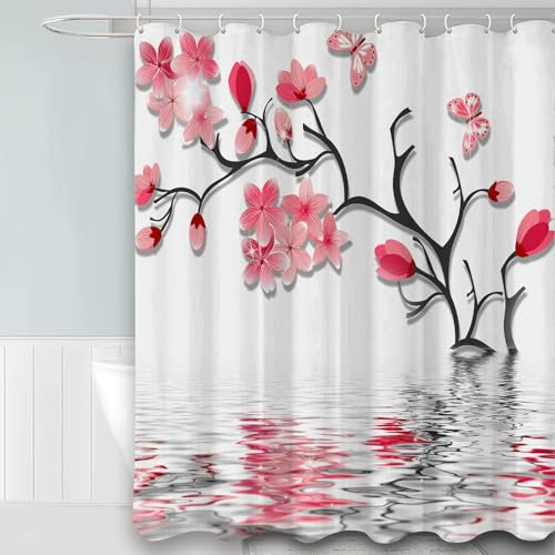 FAIRYGATE Duschvorhang Lang Badvorhang Vorhänge Gewichte Duschvorhang für Fenstervorhang Starke Tischdecken Outdoor Vorhang mit 12 Duschvorhängeringen B8220