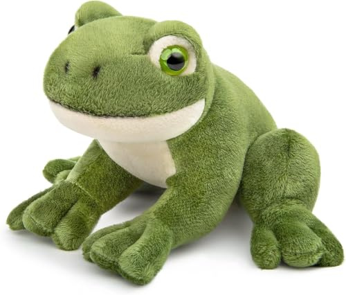 RLOMUTE Weiches Frosch-Plüschtier – Süßes Frosch-Kissen, realistisches Frosch-Tierspielzeug, 16 cm/6.2”, einzigartiges Frosch-Plüschtier, Modellpuppe, Kindergeschenk (Grün)