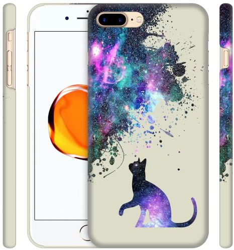 GlamCase for iPhone 7 Plus / 8 Plus, iPhone 7 Plus / 8 Plus Case - Galaxy Cat Pattern Printed Slim & Sleek Cute Plastic Hard Protective Designer Back Case/Cover for iPhone 7 Plus / 8 Plus