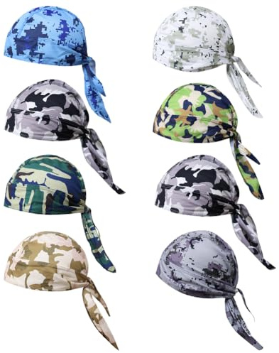 Besforta DOO Rag Totenkopfkappe, schweißableitend, DOO, Helm, Kühlkappe, Motorrad, Radfahren, Kopfwickel, Bandana, Beanie, 8 Stück