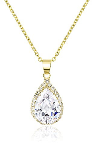 Linawe Diamant Anhänger Kette Halskette Damen, Goldkette Frauen Schmucksets, Kettenanhänger Damenkette Goldener Schmuck Jewelry, Charm Kette Gold Schmuck Damen Set Vergoldete