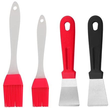 Barbecue Brush and Cleaning Shovel Set, 2-Piece Silicone Basting Brush & Cleaning Shovel, Heat-Resistant Oil Brush for Cooking, Kitchen and BBQ Cleaning Brush Set, Includes Grill Brush and Scraper