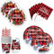 ASSUGO Platos de papel navideños, 50 platos navideños desechables para Navidad, fiesta de Navidad, fiesta de Año Nuevo, vajilla navideña para 10 personas con platos de papel vasos de papel servilletas