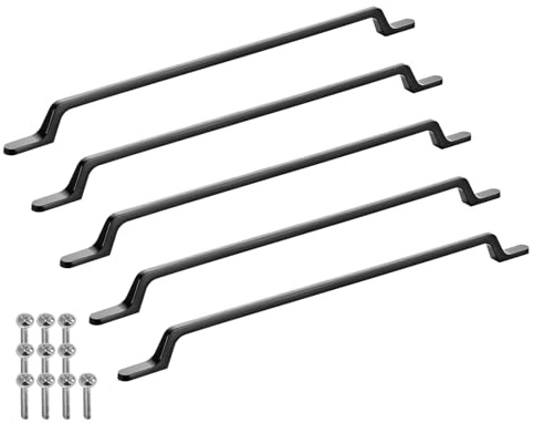 SOTECH 5 x Möbelgriffe BLACKLINE IV BA 320 mm schwarz matt | (Länge 386 mm, Breite 12 mm, Höhe 26 mm) Design Aluminium Küchen-Griff
