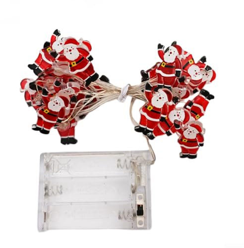 Filo di luci LED di Babbo Natale, decorazioni natalizie con Babbo Natale, luci a forma di Babbo Natale, luci per feste, camera dei bambini, decorazione per albero di Natale (5 metri, 50 luci)