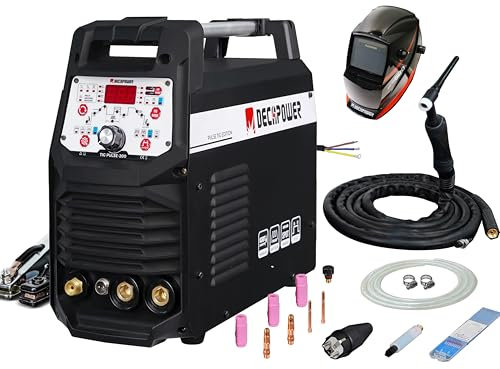DECAPOWER Saldatrice TIG 200 ampere, saldatore a impulsi DC TIG con TIG freddo, pulizia Ss, MMA, saldatura in acciaio inossidabile (Impossibile saldare l'alluminio) (EASYTIG-200 PACK2)