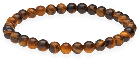 Lebensquelle Plus Kugelarmband | Perlen Armband 6 mm | Hochwertiges Edelsteinarmband | Natur Stein Edelsteinarmband dehnbar (Tigerauge)