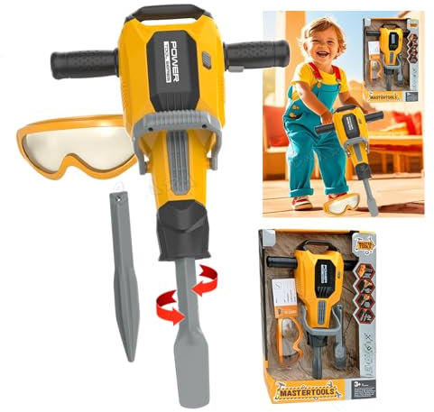Martello giocattolo bambini martello pneumatico demolitore gioco + accessori funziona davvero , con luce