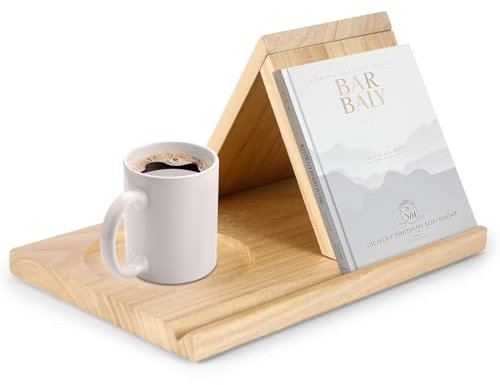 BTBHIHO Libreria da lettura con porta bevande, piccola libreria da lettura, rettangolare in legno, adatta come regalo di compleanno per camera da letto, scrivania, biblioteca