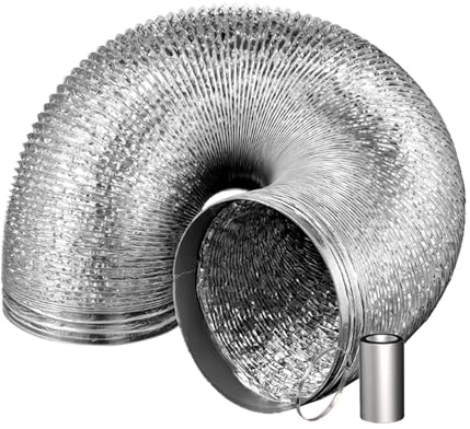 Abluftschlauch Alu Flexibler Klimaanlagenschlauch Luftleitungen zur Belüftung mit Stahlspirale Leicht Anzubringen Aluminium Flexschlauch für Klimaanlagen Wäschetrockner Badlüfter(5m,200mm)
