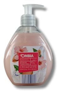Ombia Cremeseife 500ml | pH-neutrale & milde Pflegeformel | Für empfindliche Haut | 3 Düfte: Milch & Honig, Olive, Mandel | Hautschonend (Mandel)
