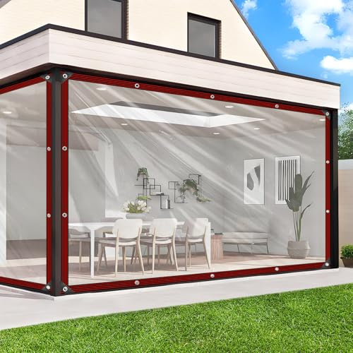 Transparente Plane - Durchsichtige Plane Mit öSen 1.5x2m Abdeckplane Transparent für Außenbereich, Winter Wetterfest Terrassenplane für Balkon Gartenmöbel Hühnerstall
