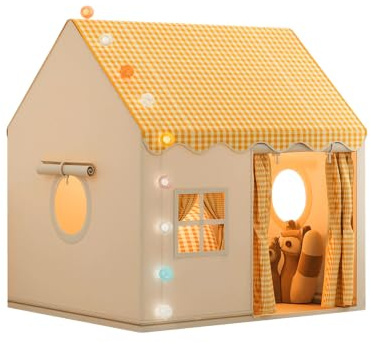Ergocar Kinderzelt Für drinnen und draußen Zelt Mit Kissen, Lichterkugeln, Wolken und Schmetterlingen. Geeignet für Babys, Kinder, Jungen und Mädchen. Als Geburtstagsgeschenk und Zimmerdekoration
