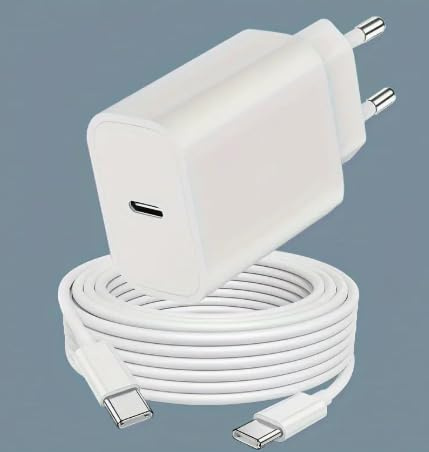 Chargeur USB-C 10W, Prise de Charge Murale PD, câble Type-c de 100,58 cm pour iPhone 15 Android et Plus - Prise Standard européenne, 220-240V, prêt pour Les Voyages, sans Batterie, Blanc