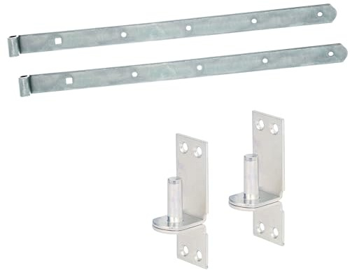 siwitec Ladenband 500 mm, 2er Set mit engen Kloben, gerade/abgerundet, Ø10 mm, witterungsbeständig, Torband, Türband Gartentor, Torscharnier