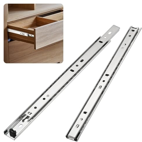 M METERXITY 1-Pair Soft Close Drawer Slides 11.8 in/ 300mm 2 Fold, Silver | Full Extension Ball Bearing Drawer Slides, for Furniture/Cabinets, Cold Rolled Steel