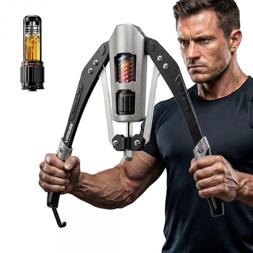 LUCRUSE Arm Trainer mit Hydraulikzylinder – Verstellbarer Twister für Arme, Brust und Schultern, Fitness-Expander für Zuhause, Training für Oberkörper und Unterarm mit 10-200 kg Widerstand