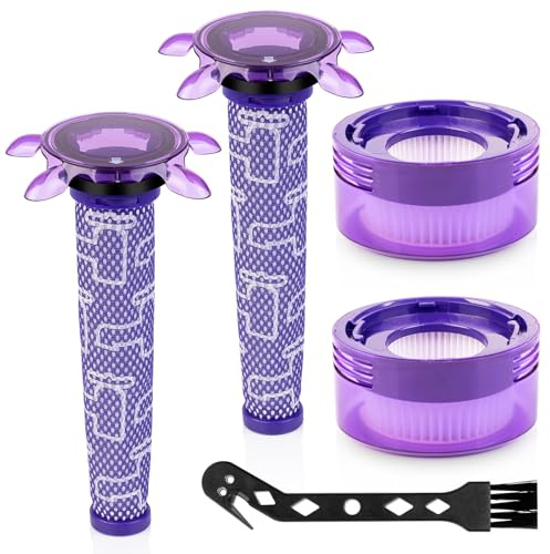HOUSEMAX Upgrade V8 Filter Ersatzset für Dyson Akku-Staubsauger | für Dyson V8 Absolute Animal, SV10, SV11, SV25, SV37 – 2 HEPA Nachmotorfilter, 2 Star Vormotorfilter & 1 Reinigungsbürste