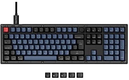 Keychron V6 Cablede Teclado Mecánico Personalizado con Perilla, Full-Size QMK/Via Macros Programable, Hot-swappable Super Banana Switch para Mac Windows, Frosted Black (ES Layout)