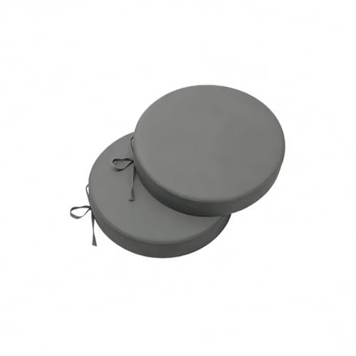 Chingcoo Stuhlkissen Rund für den Außenbereich 2er-Set,35CM*35CM wasserdichte Sitzkissen für den Außenbereich, farbechte Terrassenstuhlkissen mit Bändern für Meditation Yoga Boden Zuhause Büro Grau