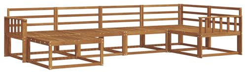 vidaXL Outdoor-Sofagarnitur 6 pcs Natur Massivholz Akazie, Modernes Outdoor-Sofa, Langlebiges Patio-Sofa, Lounge-Sitzgelegenheit für den Garten, Poolside Couch, Gartenmöbel, Modulares Set