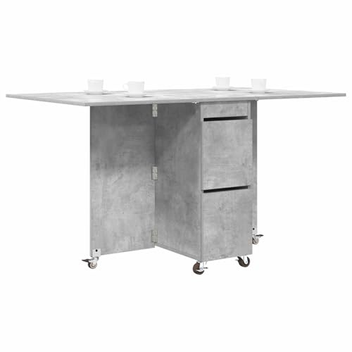 vidaXL Esstisch 2 pcs 140 x 80 x 77 cm Holzwerkstoff Betongrau, Verstellbarer Esstisch, modernes Design, Holzfinish, vielseitig, platzsparend für Dein Wohnzimmer