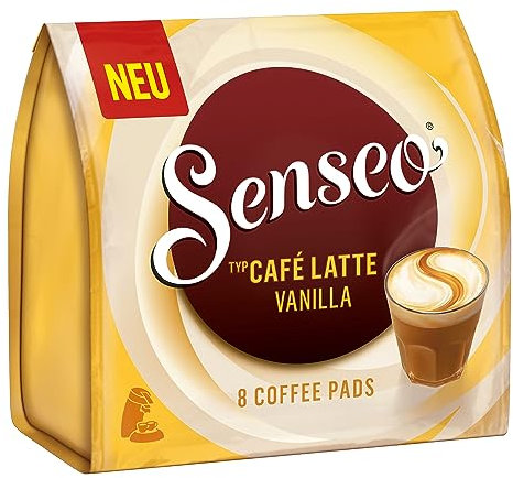 Senseo Café Dosettes Café Latte Vanilla, Vanille Café au Lait, Lait, 8 Pads