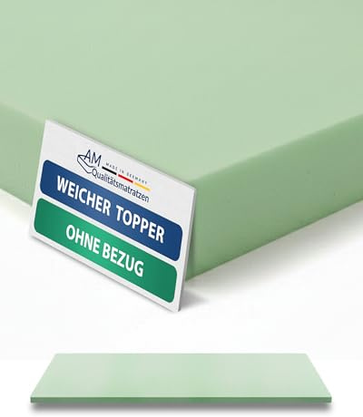 AM Qualitätsmatratzen Topper ohne Bezug - Made in Germany - Anpassungsfähige & weiche Matratzenauflage 120x200 aus Schaumstoff - Oeko TEX zertifizerter Matratzen Topper 120x200 H2 für Boxspringbetten