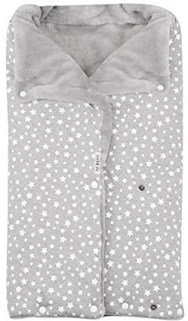 JYOKO Kids Saco Capazo para Bebé de Polar Teddy Extra Suave – Antialérgico, Protección Óptima contra el Viento y Frío – Ideal para Piel Sensible, Recién Nacidos y Bebés (White Star, Polar)