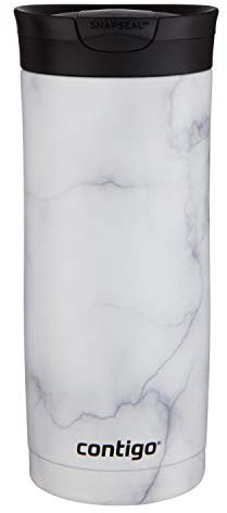 Contigo 2081948 SNAPSEAL - Taza de viaje, acero inoxidable, mármol blanco
