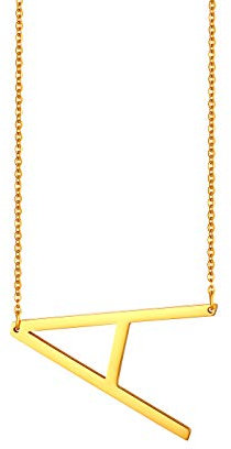 Flongo Damenkette Frauen Anhänger Kette Halskette aus Edelstahl Namen 26 Alphabete Buchstaben Anhänger in Gold Ton Elegant Buchstabe A