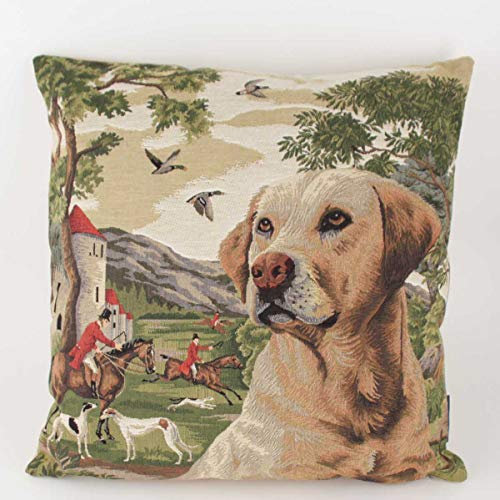 440s Gobelin Kissen Jagd-Hunde Golden Retriever ca. 45x45 cm | MM-EVKSHJR | 8716522063431