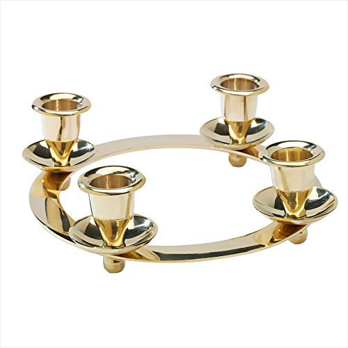 NKlaus Kerzenleuchter Ø 20cm Adventskranz Kerzenständer rund für Kerzen Ø 2cm Messing Gold Dekoration Tafelkerzen Stabkerzen 2899