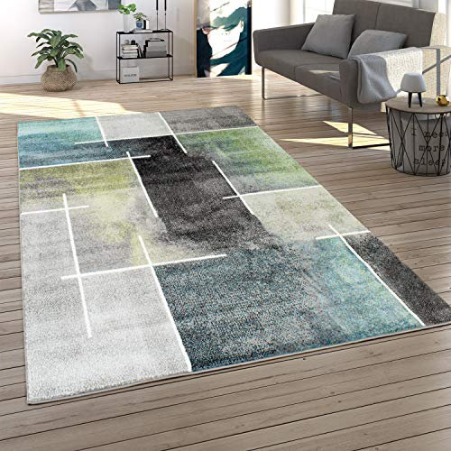 Paco Home Teppich Wohnzimmer Vintage Kurzflor Pastell Moderne Geometrische Muster Bunt, Grösse:70x250 cm, Farbe:Bunt