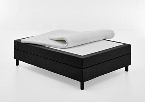 Atlantic Home Collection Happy Boxbett ohne Kopfteil, 7-Zonen Taschenfederkern- Matratzen, Härtegrad H3, Stoff, Schwarz, 140/200 cm, Liegehöhe ca. 58 cm