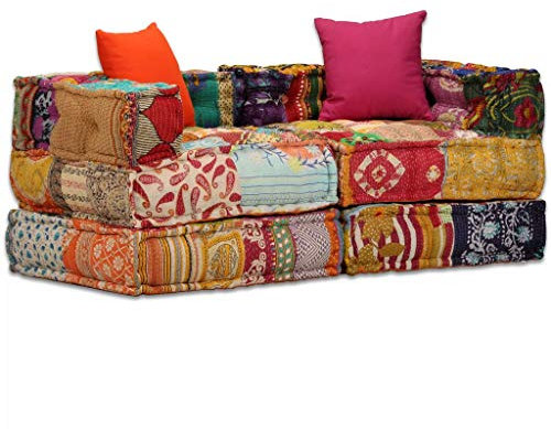 SKM 2-Sitzer Modulares SchlafSofa Stoff Patchwork