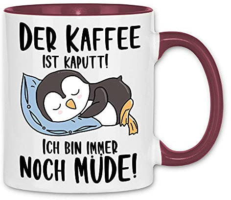 wowshirt Tasse Der Kaffee ist Kaputt ich Bin Müde Arbeit Kollege Morgenmuffel, Farbe:White - Bordeaux