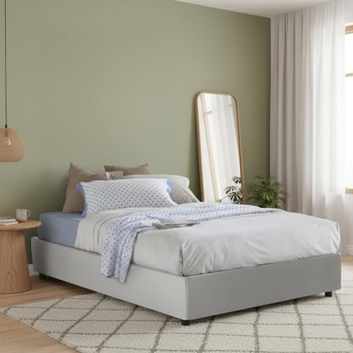 Talamo Italia - Doppelbett Isabel, Bettkasten aus Öko-Leder, Öffnung vorne, geeignet für Matratze 140x200 cm, 100 % Made in Italy, Weiß