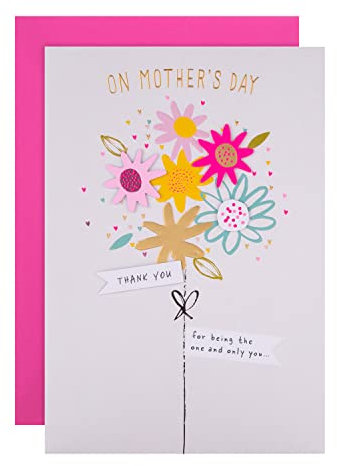 Hallmark Muttertagskarte, buntes Blumenstrauß-Design, Weiß