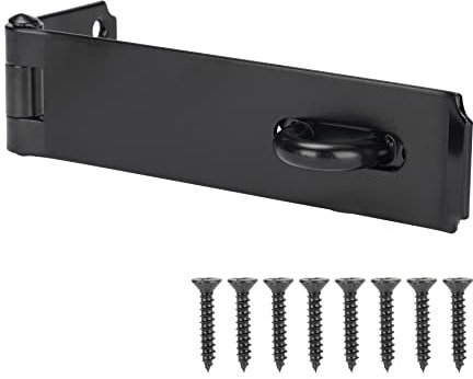 HILLMASTER Robuster Türriegel, 19,5 cm, extra dicker Stahl, Türschloss, Vorhängeschloss, Verschluss für Zaun, Tor, Scheunentür, Schuppen, Schrank, Schrank, schwarzes Finish