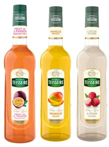 Teisseire Exotische Sirupe - Passionsfrucht, Mango, Litschee - 2x70cl und 1x1l
