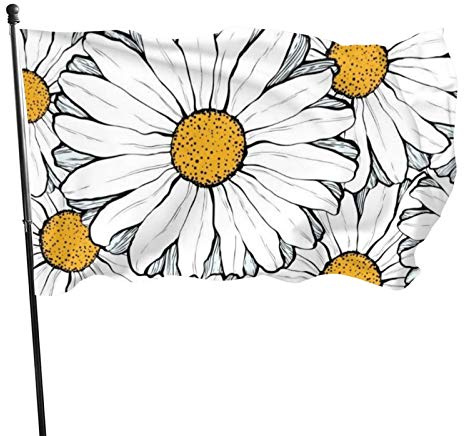 Gartenfahne Sonnenblume Gelb Weiß Hofhaus Außendekoration Fahnen Banner für Terrasse Rasen 3x5 Ft