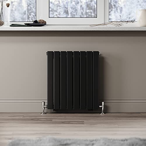 ELEGANT 600 x 544 mm Black Horizontal Radiator Double Flat Panel Radiator Column Designer Modern Central Heating Rad for Bathroom/Kitchen/Living Room