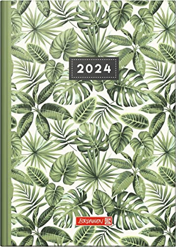 BRUNNEN Tageskalender „Jungle Leaves“ Modell 795 2024 1 Seite = 1 Tag Blattgröße 14,5 x 20,6 cm bunt